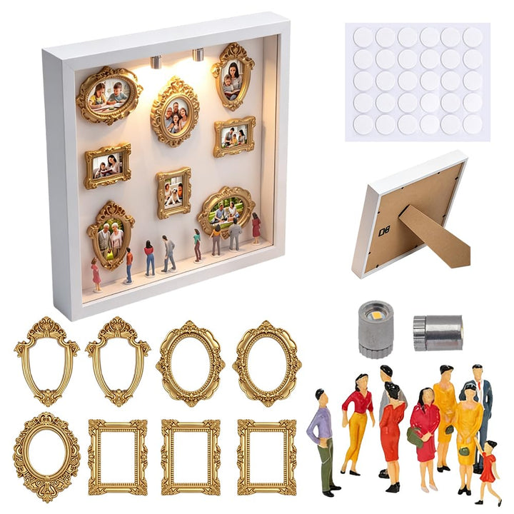 DIY Mini Museum Silhouette Box, mini bilderrahmen Vintage mit LED Licht, Museum of us Set mit 8 Mini