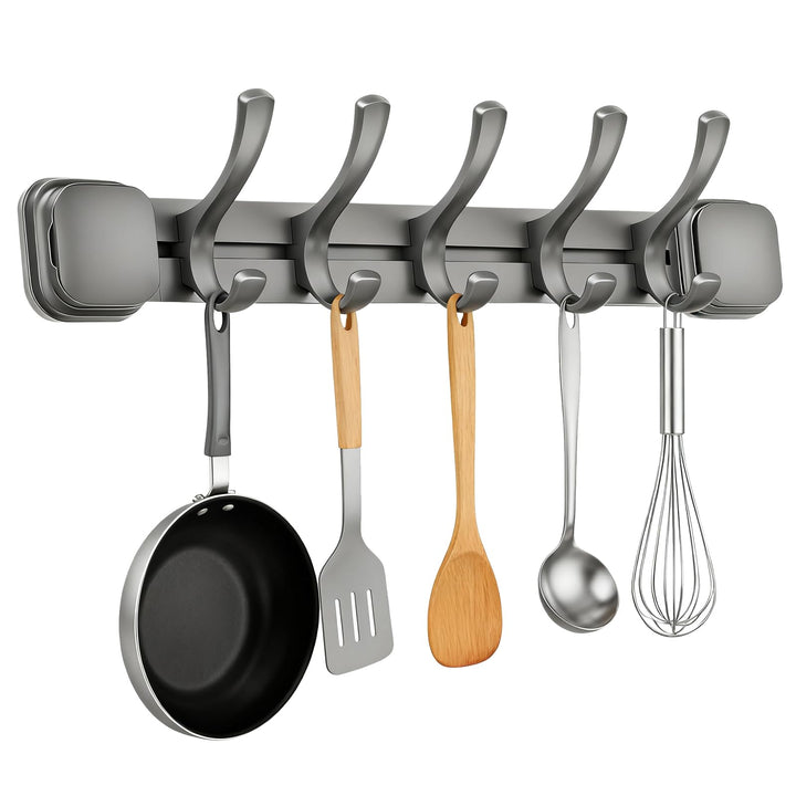 Küchen Hakenleiste Ohne Bohren, Hakenleiste für Küche 5 Haken, 41 cm Wandmontiertes Küchenutensilien
