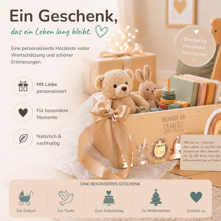 Kidsmood - Spielzeugkiste aus Holz mit Wunschnamen | Aufbewahrungsbox Kinder Spielzeug & Bücher | Pr