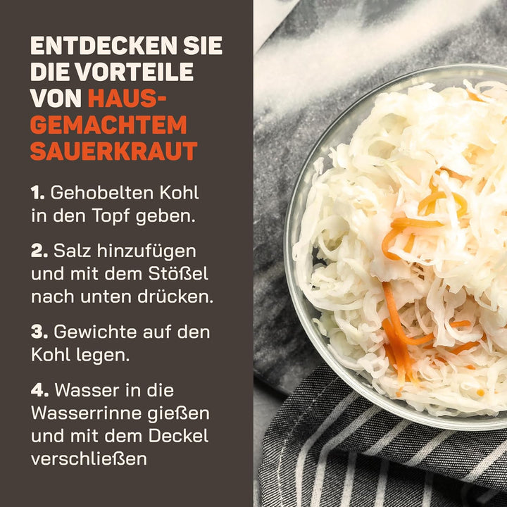 Kenley Gärtopf Jar 2 Liter – Topf aus Steingut mit für gegärt oder Gurken Kimchi, Sauerkraut, Gurken