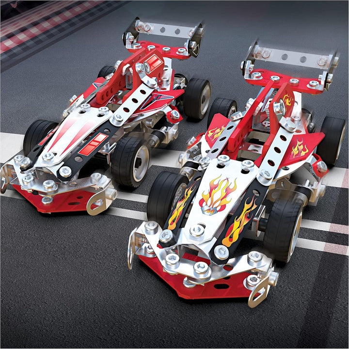 SPIN MASTER 6060104 10-in-1 Racing Vehicles Meccano, 10-in-1-Rennfahrzeuge STEM Modellbausatz mit 22