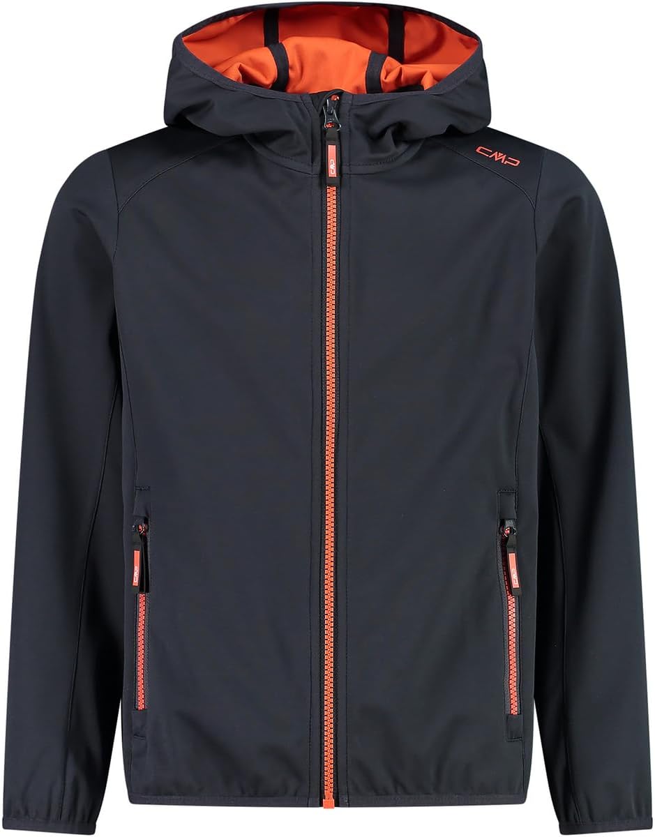 CMP Unisex Kinder Leichte Softshelljacke für Kinder mit Fester Kapuze Jacke Kokon-Mantel, Anthrazit