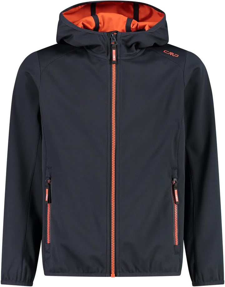 CMP Unisex Kinder Leichte Softshelljacke für Kinder mit Fester Kapuze Jacke Kokon-Mantel, Anthrazit