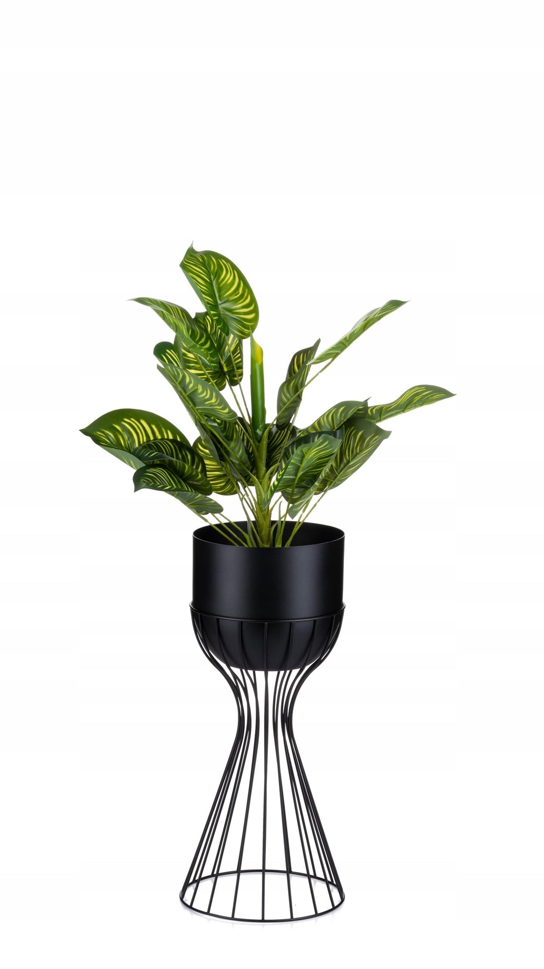 Moderne Blumenständer Metall 46 cm Hoch mit Schwarz Blumentopf Rund 18 cm Ø auf Robuste Ständer - Pf