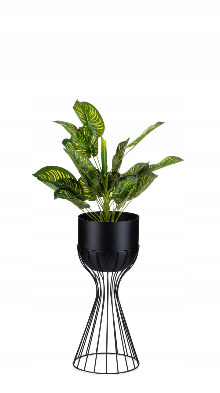 Moderne Blumenständer Metall 46 cm Hoch mit Schwarz Blumentopf Rund 18 cm Ø auf Robuste Ständer - Pf