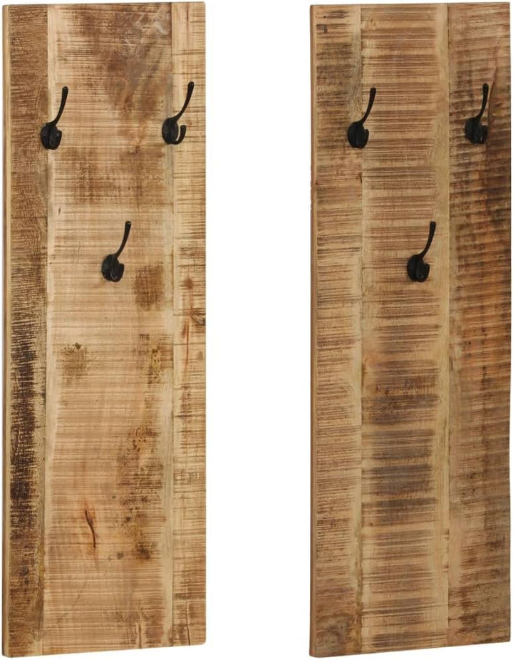 Hothingwell Wandgarderobe, 2 Stück, Mangoholz, massiv, 36 x 110 x 3 cm | Vintage-Stil, einfache Mont