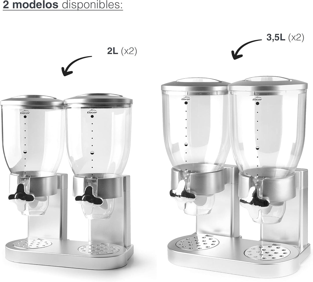 LACOR - 62596 - Spender für Getreide, trockene Früchte, Paste und Süssigkeiten, doppelter Behälter,