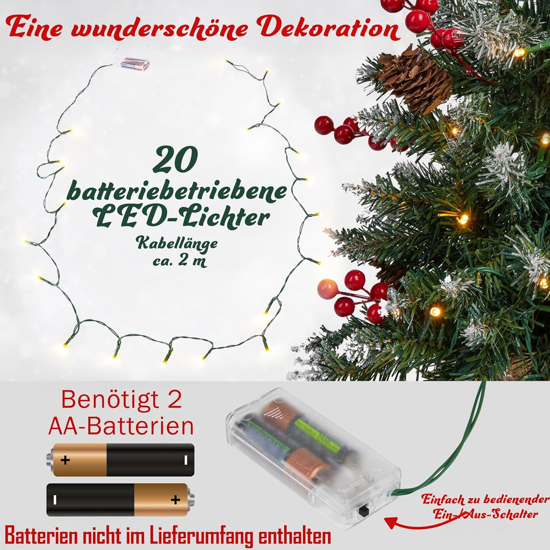 Get Trend Künstlicher Weihnachtsbaum mit Beleuchtung, 50cm Tannenbaum mit Schnee, Weihnachtsdeko Tis