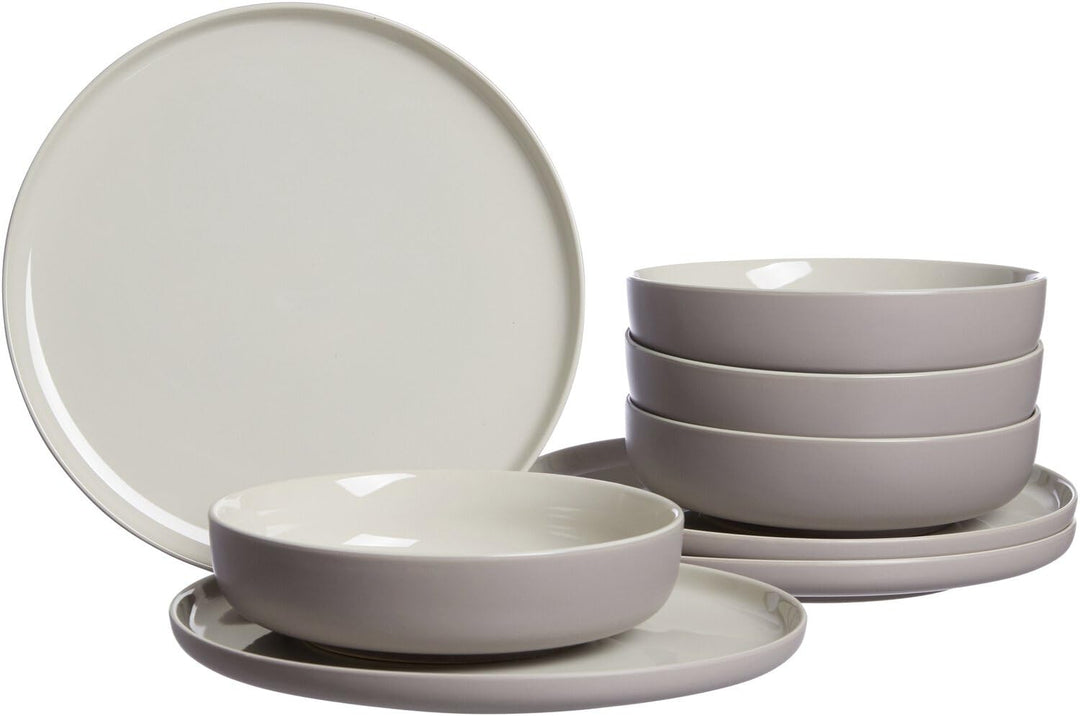 Ritzenhoff &amp; Breker Tafelservice Jasper, 8-teilig, Taupe, Steinzeug, Speiseteller und Suppenschalen