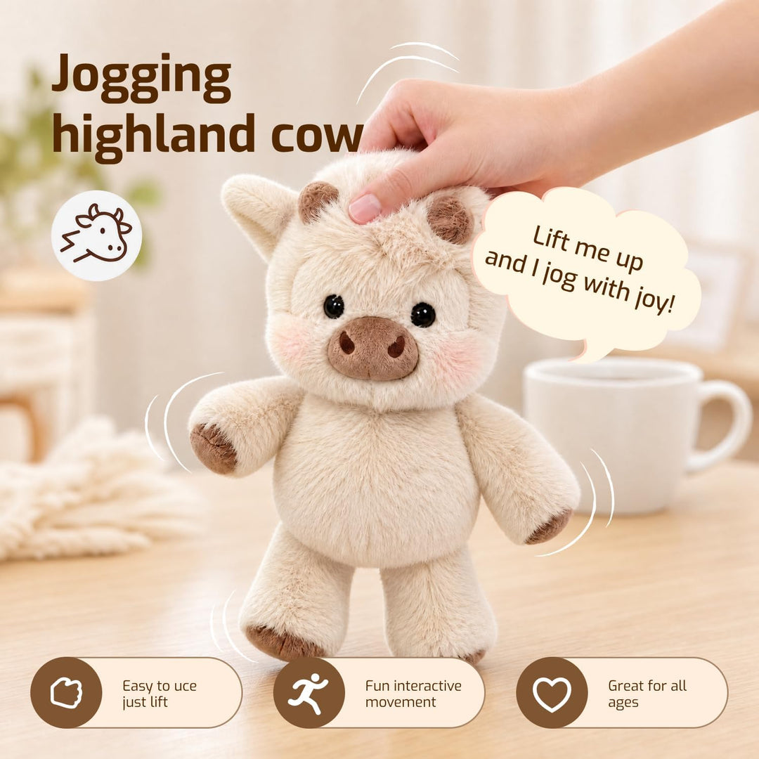 Running Cow Plush, Hochlandrind Kuscheltier Kuh, 45cm Laufendes Kuscheltier