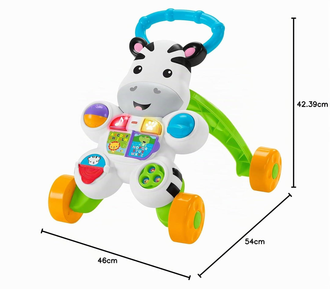 Fisher-Price Lern mit mir - Zebra Lauflernwagen, musikalisches Aktivitäts- und Gehspielzeug mit Lern