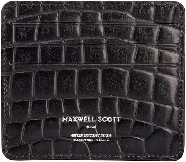 Maxwell Scott Herren Krokodil Optik Leder Kartenetui Marco in Schwarz Croco, Schwarz