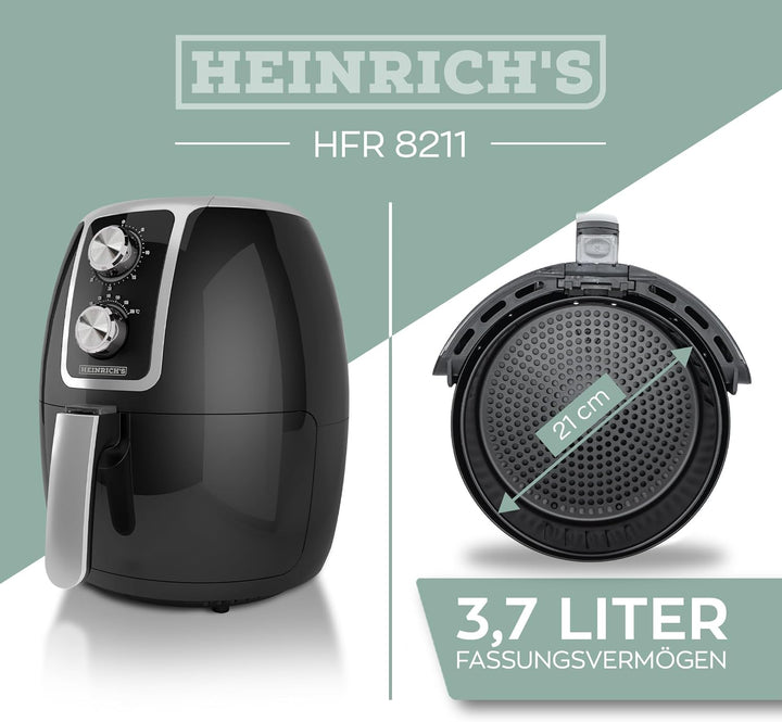 HEINRICHS Heissluftfritteuse Airfryer mit einstellbarem Thermostat, Temperatureinstellung von 80°C-2