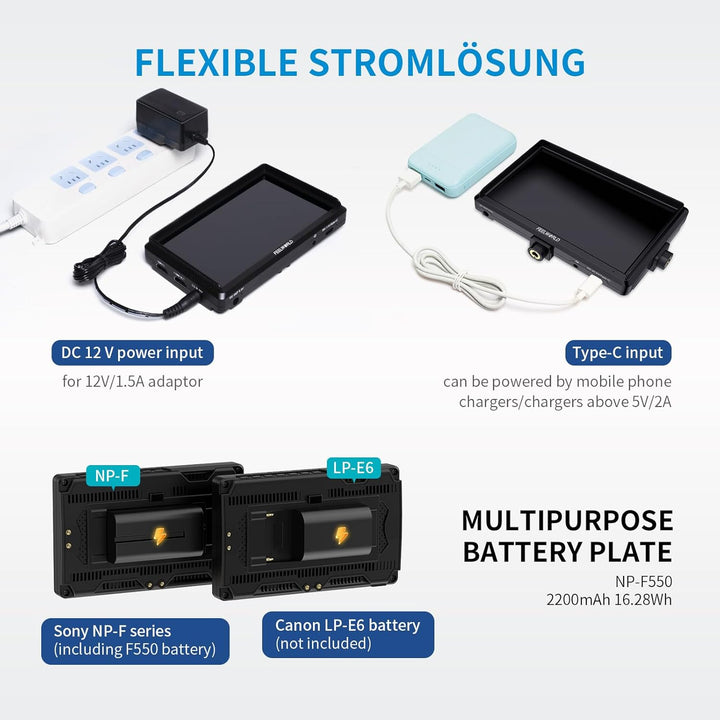 Feelworld S55 5.5 Zoll DSLR Kamera Field Monitor Small Full HD 3DLUT 1920x1152 IPS Peaking Focus Vid