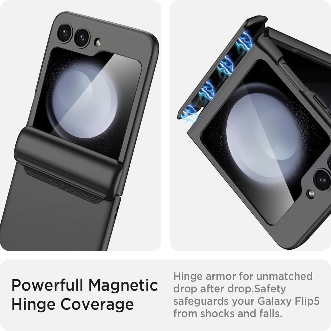 Miimall Kompatibel mit Samsung Galaxy Z Flip 5 Hülle mit Scharnierschutz Magnetischer [Externer Bild