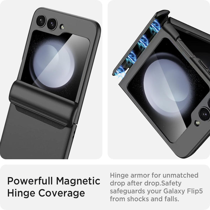 Miimall Kompatibel mit Samsung Galaxy Z Flip 5 Hülle mit Scharnierschutz Magnetischer [Externer Bild