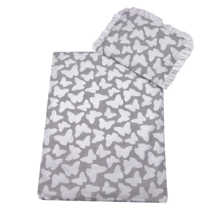 Rawstyle 4 TLG. Set Bezug (Weiss + Sterne Grau) für Kinderwagen 70x50 cm Garnitur Bettwäsche Decke +