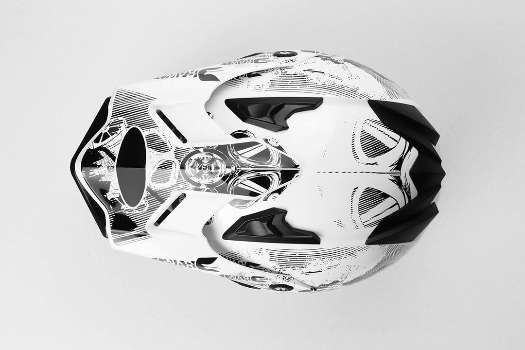 ATO-Moto GS Nevada Weiss Motocrosshelm mit ausziehbarer Sonnenblende und der neusten Sicherheitsnorm