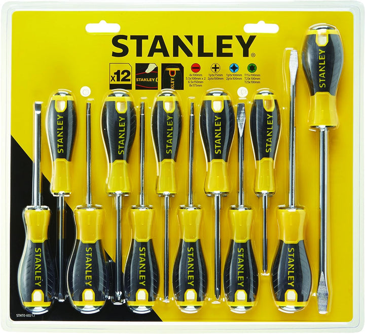 Stanley Tools STA060212 PH/SL/PZ/TX Standard-Schraubendreher – Gelb/Schwarz (Set von 12) STHT0-60212