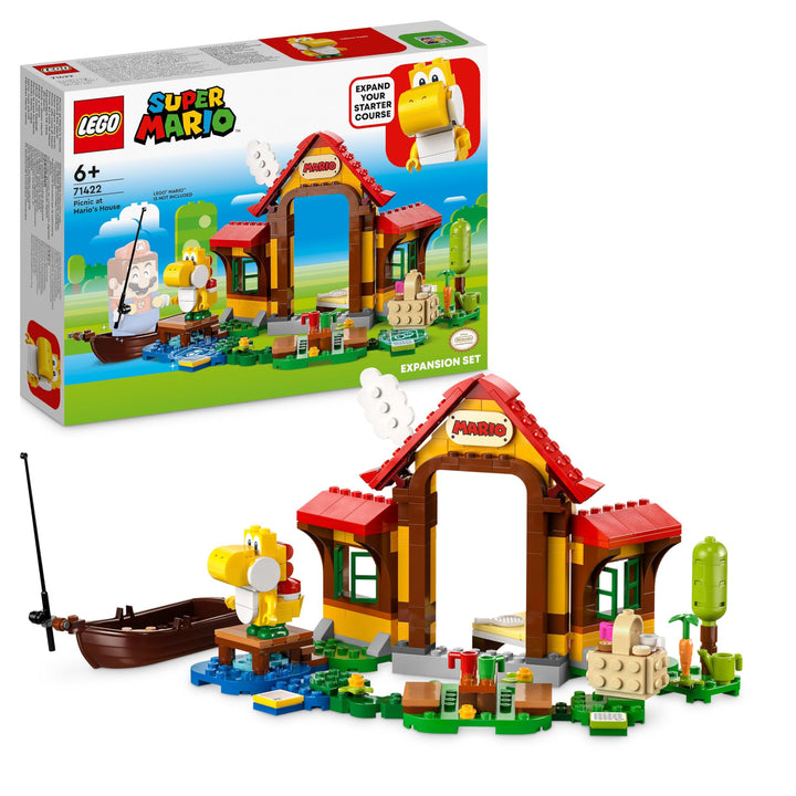 LEGO 71422 Super Mario Picknick bei Mario – Erweiterungsset, Spielzeug mit gelber Yoshi-Figur zum Ko