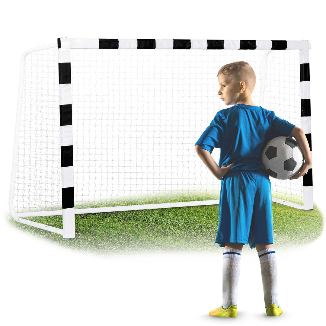 Neo-Sport Fussballtor Fussball Tor für Kinder und Erwachsene Mit Schutzhülle Schwarz Weiss 300x200x9