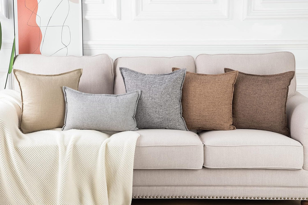 Madizz 2er Set Polyester- Leinen Kissenbezügen Weiche dekorative Kissenbezüge für Sofa Schlafzimmer