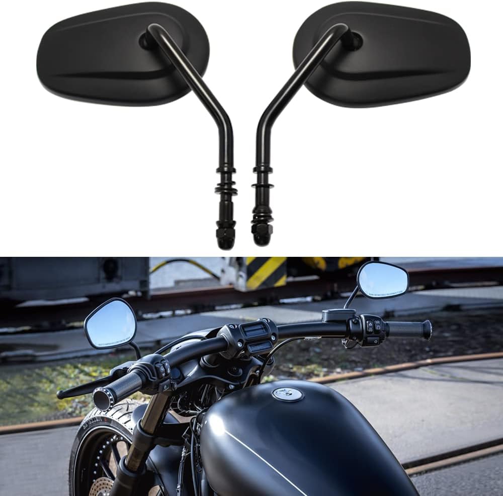 8mm Motorrad Seitenspiegel für Sportster 1200 XL883 Dyna Softail Road Glide(#2-Schwarz) # 2-Schwarz,