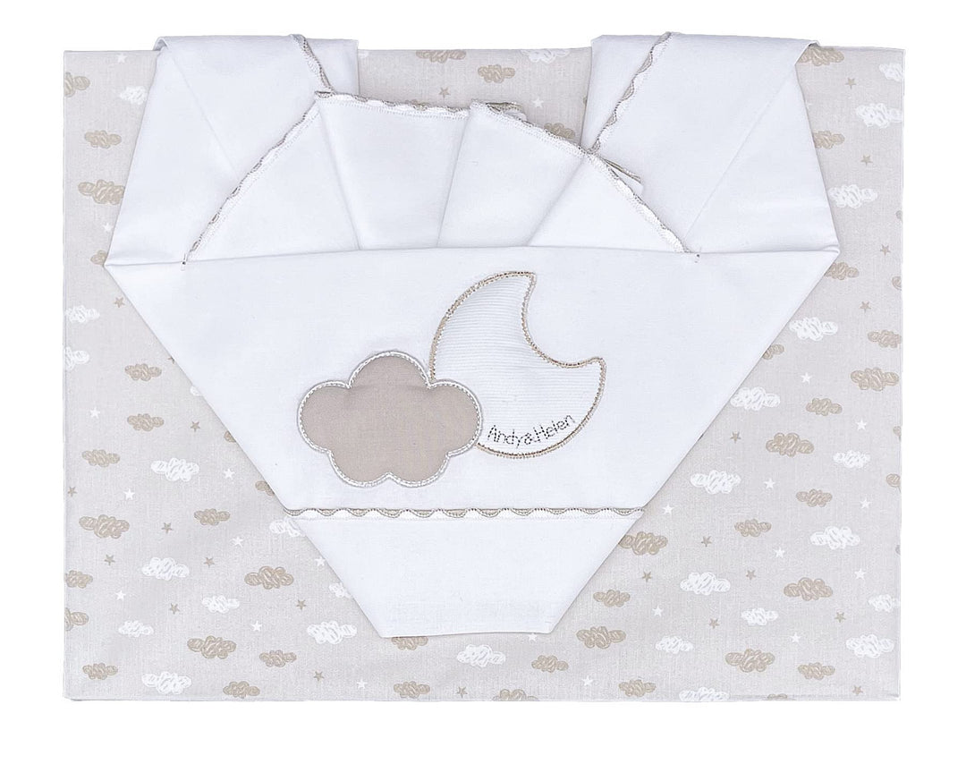 Andy & Helen Bettwäsche-Set für Kinderwagen, Bestickt, Spannbettlaken mit Gummibändern und Kissenbez