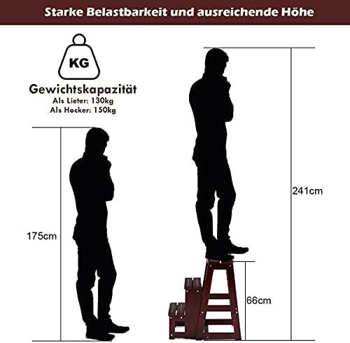 FANTASK Tritthocker 3 Stufen, Leiterstuhl Trittstuhl klappbar, Hockerleiter bis 150 kg, 66 cm hoch 3