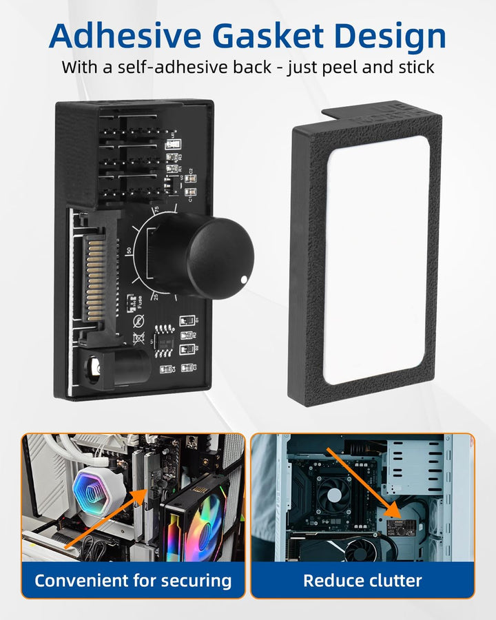 12V 4Pin PWM PC Lüfterregler für 6 PC Lüfter, 1 Eingang 6 Ausgänge PWM Lüfter Hub mit SATA/DC 5521 S