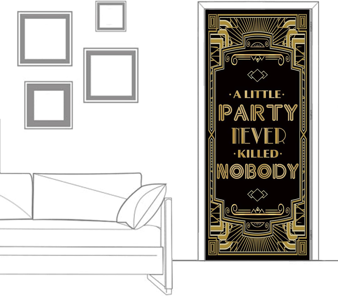 musykrafties Goldenen 1920er Gatsby Themenparty Türabdeckung 72x30 Zoll- A Little Party Never Killed