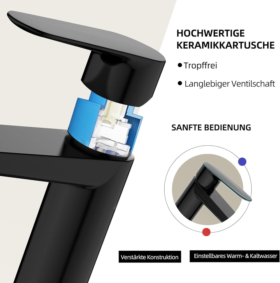 BELZ Wasserhahn Bad, Einhebel-badarmatur, Armatur Badezimmer, Mischbatterie Bad, Höhe 85 mm, Energie