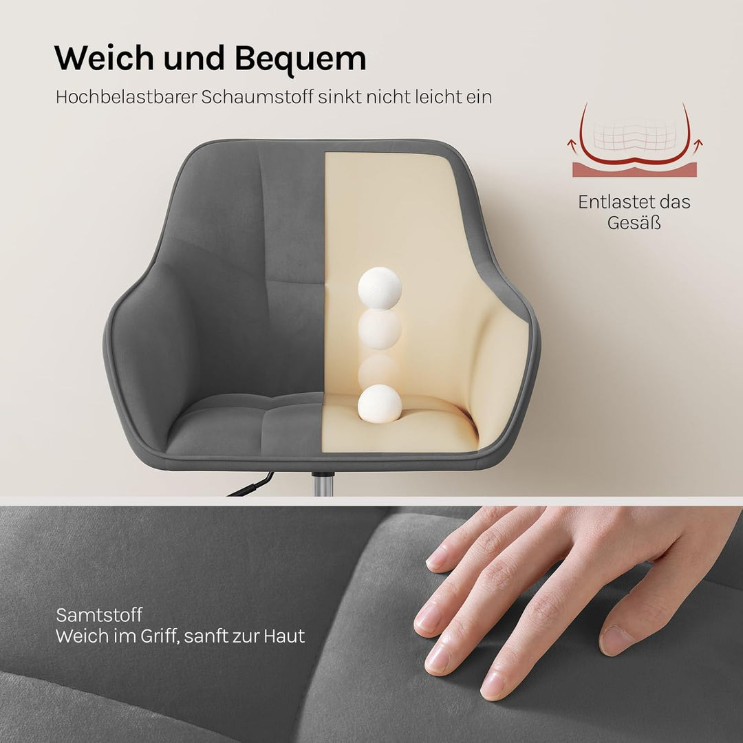 WOLTU Homeoffice Stuhl, Schreibtischstuhl, Drehstuhl, Schminkstuhl, höhenverstellbar, bis 150 kg bel