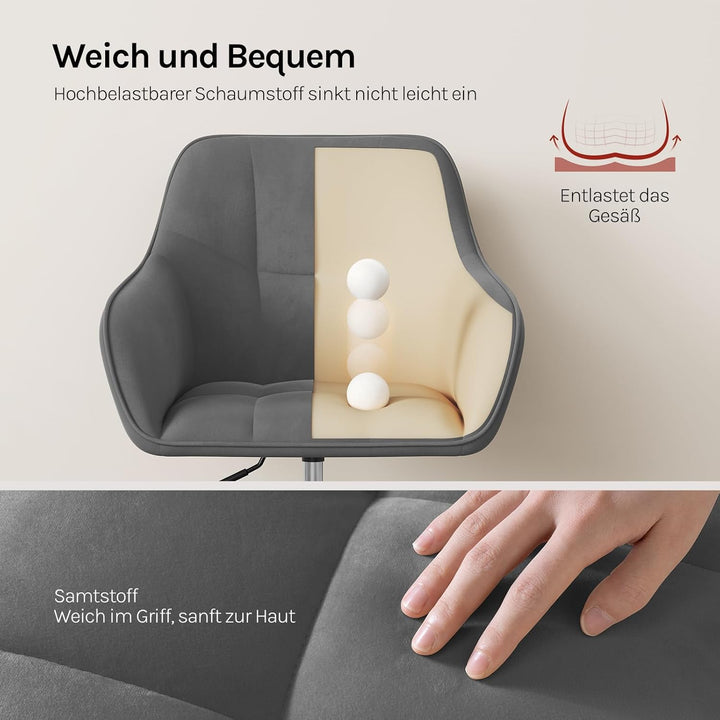WOLTU Homeoffice Stuhl, Schreibtischstuhl, Drehstuhl, Schminkstuhl, höhenverstellbar, bis 150 kg bel
