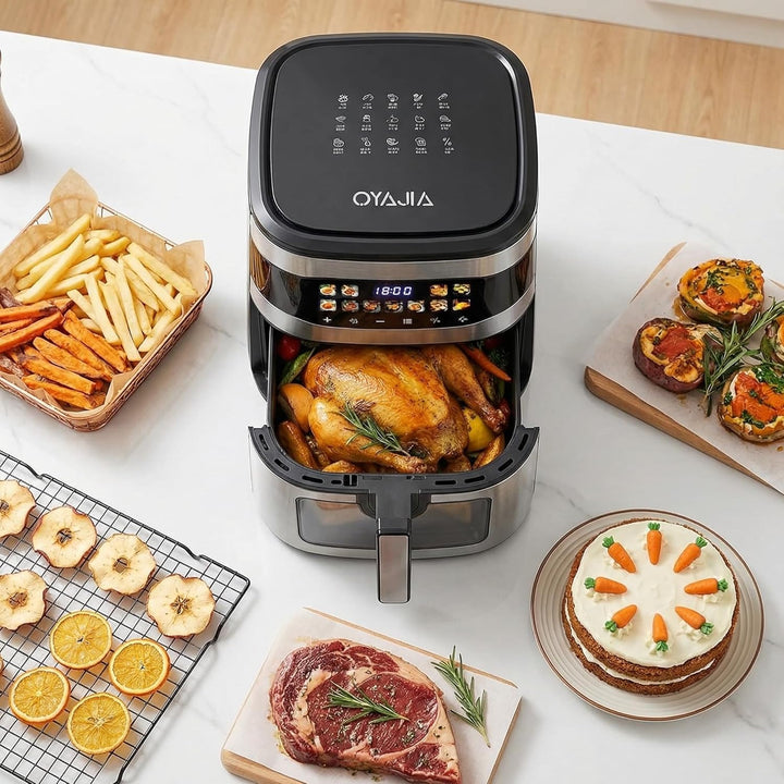 Airfryer Heissluftfritteuse, 10 Liter XXL Air Fryer, 11in1 Heissluftfritteuse, LED-Display mit Senso