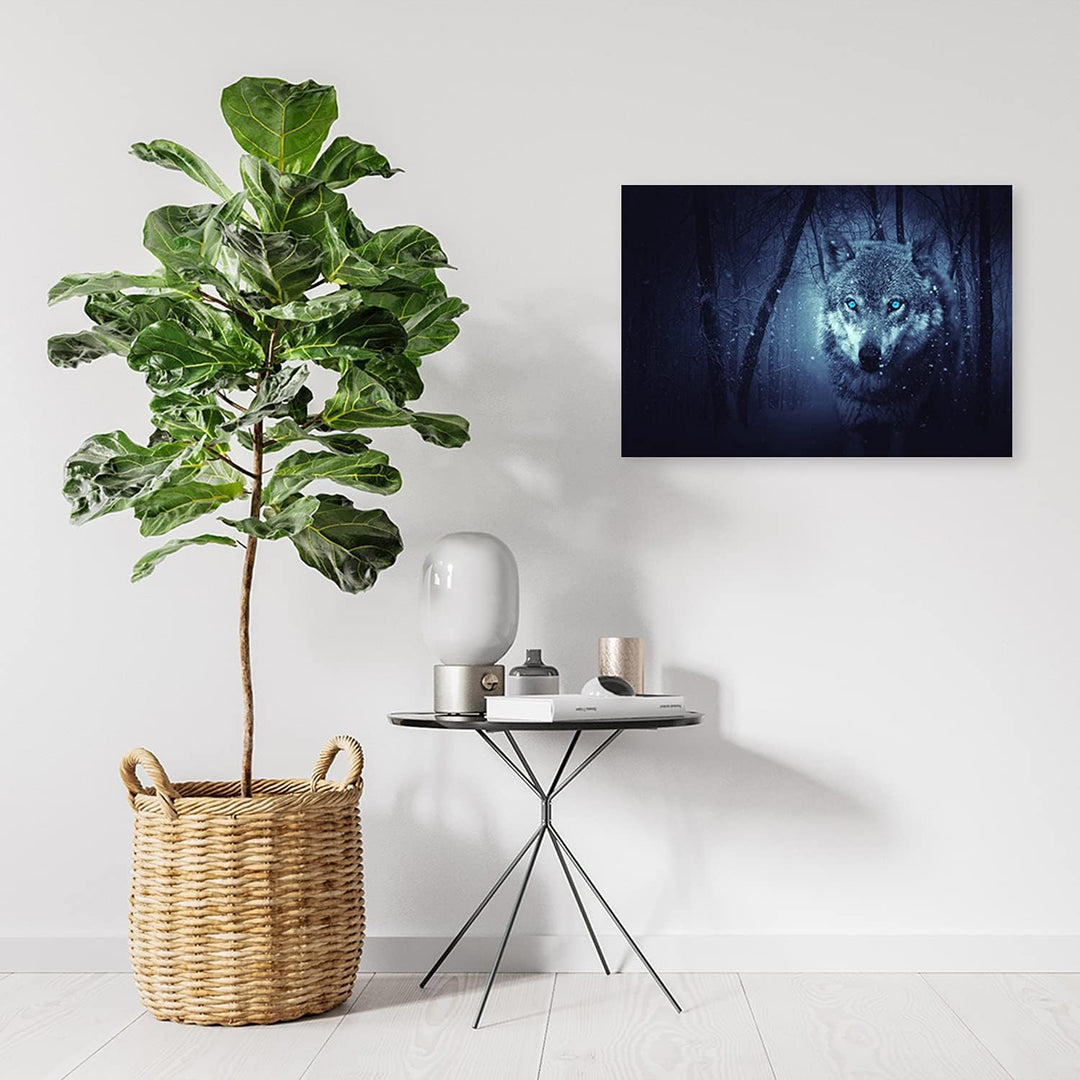 Feeby Vlies Leinwandbild Wald Im Winter 80x60 cm Wand Bild Kunstdruck Deko Wohnzimmer Wohnungs Deko