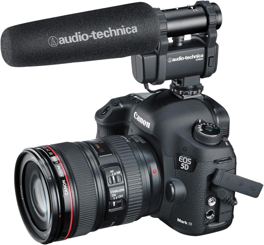 Audio-Technica AT8024 Stereo/Mono Mikrofon für Kameras, Schwarz