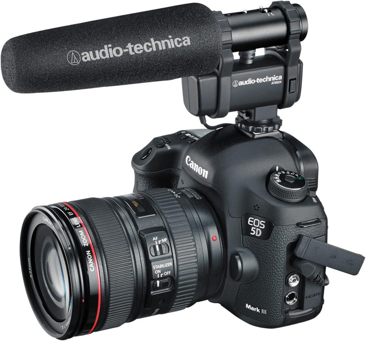 Audio-Technica AT8024 Stereo/Mono Mikrofon für Kameras, Schwarz