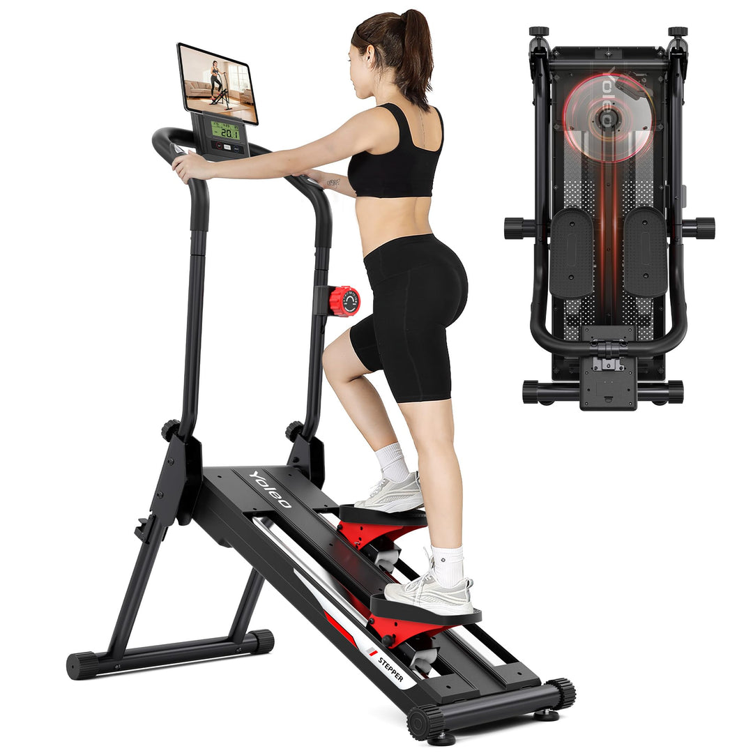 YOLEO Profi Stair Stepper mit Magnetwiderstand, 16-stufiger Treppensteiger für Zuhause, klappbares C