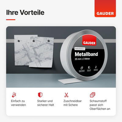 GAUDER Metallband selbstklebend I Ideal für Tonies®-Figuren & -Regale I Ferroband I Magnetband für M