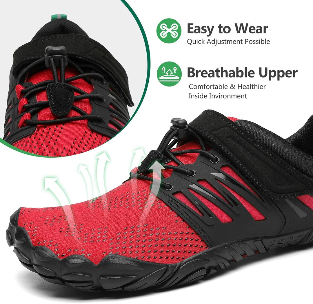 SAGUARO Unisex Barfussschuhe Outdoor Barfussschuhe rutschfest Fitnessschuhe Gr.36-48 37 EU Karminrot