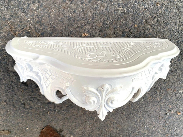 Wandspiegel Weiss mit Konsole Barock Antik 45x38 Flurspiegel Badspiegel mit Ablage Wanddeko Prunkspi