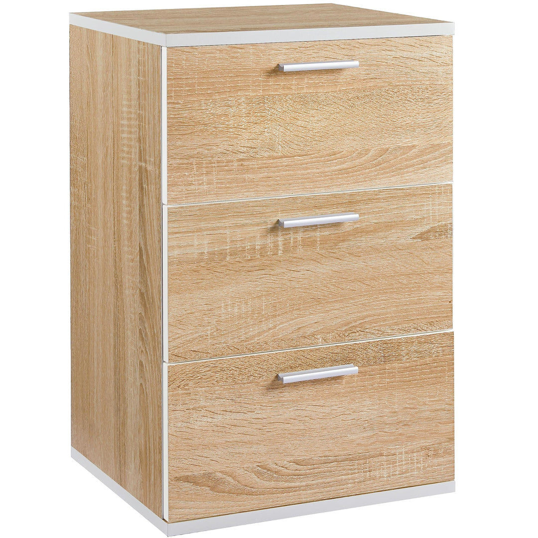 Yaheetech Nachttisch Nachtschrank Boxspringbett Nachtkommode mit 3 Schubladen Metallgriffe Beistellt