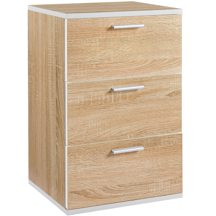 Yaheetech Nachttisch Nachtschrank Boxspringbett Nachtkommode mit 3 Schubladen Metallgriffe Beistellt