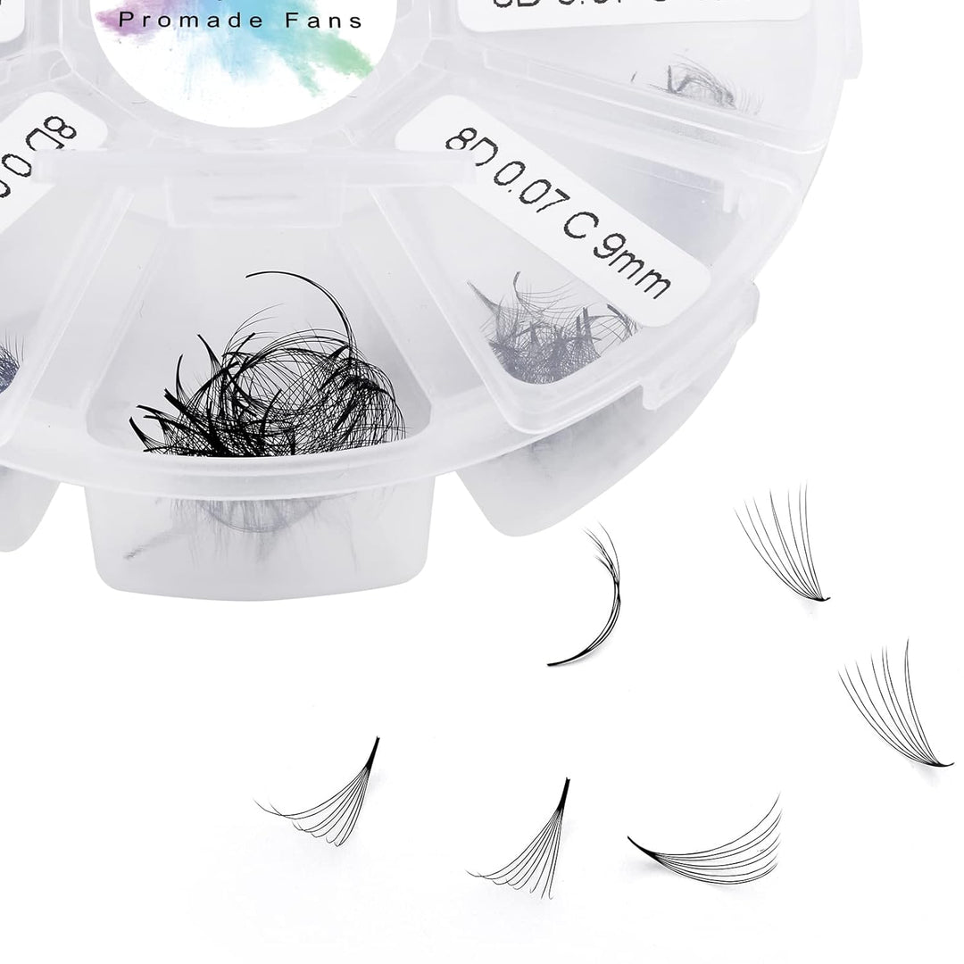 Fertige Fächer Wimpern Gefächerte Wimpern 8D 500 Stück 9-16mm D Curl 0,07mm Premade Volumen Fans Wim