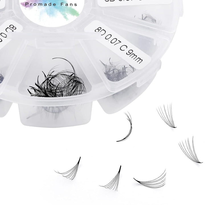 Fertige Fächer Wimpern Gefächerte Wimpern 8D 500 Stück 9-16mm D Curl 0,07mm Premade Volumen Fans Wim