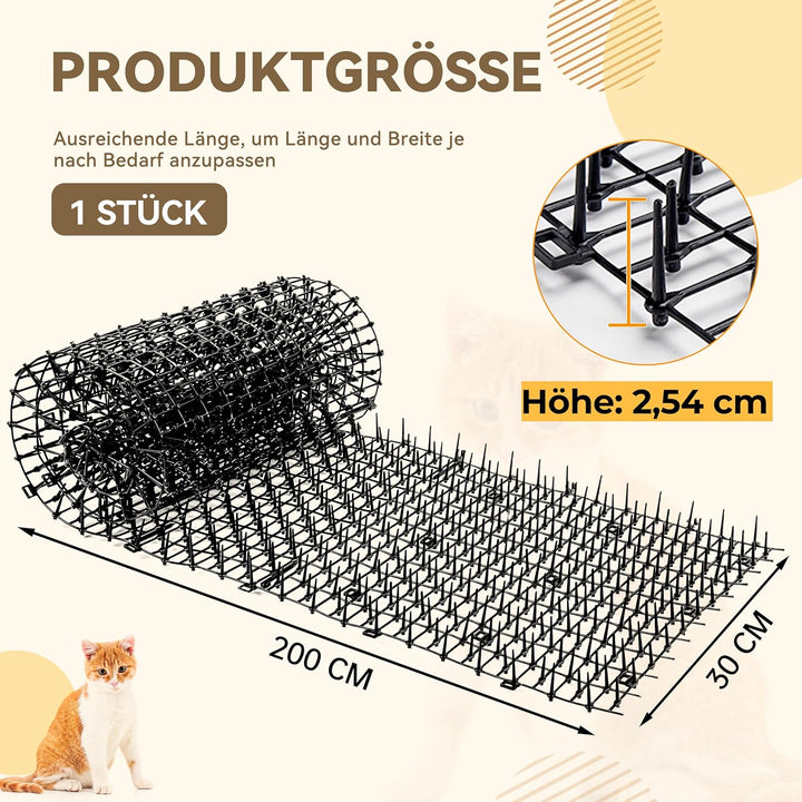 Kyrieval Dornengitter Tier-Barriere Garte Katzenabwehr Scat Spike Matte, Anti-Katzen-Netzwerk Graben