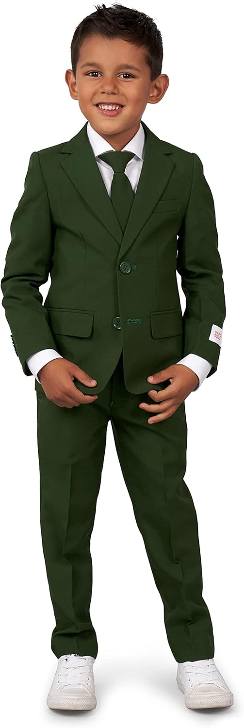 OppoSuits Einfarbiger Anzug für Jungen in Glorious Green - Abschlussball- und Hochzeitsfeier-Outfit