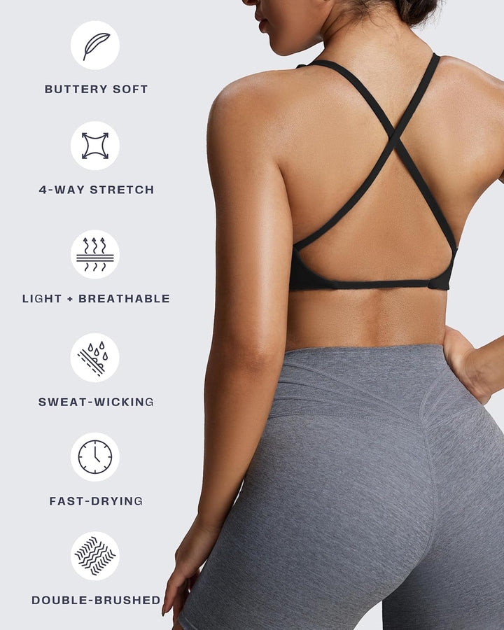 Aoxjox Damen Workout Sport BHS Fitness Rückenfrei Gepolstert Sienna Low Impact BH Yoga Crop Tank Top