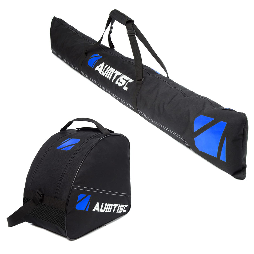 AUMTISC Skitasche Set Skisack &Skischuhtasche Längenverstellbare Bis 200 cm für 1 Paar Ski & Skischu